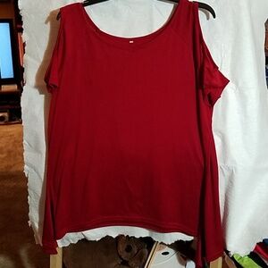 Burgandy Top Open Shoulders Fits Like an XL
